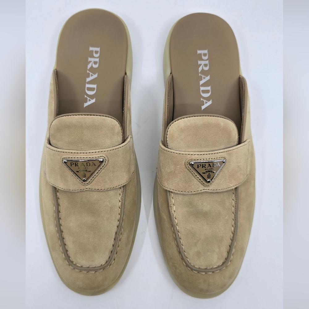 Prada Ecru Suede Mules - 38 - Picture 3 of 16